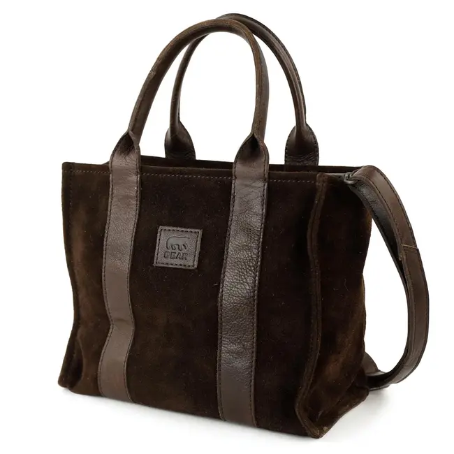 Bear Design Suède Mini Tote Bag 'Nova' Bruin