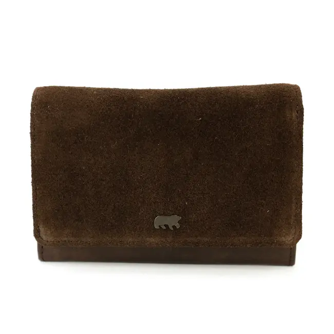Bear Design Suède Overslag Portemonnee 'Flappie' Bruin
