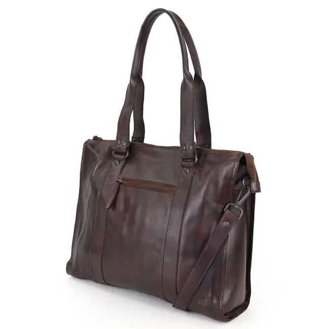 Bear Design Hand/Schoudertas 'Mea' met 15.6” Laptopvak Bruin