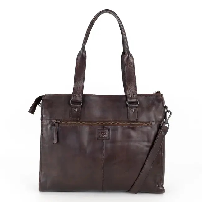 Bear Design Hand/Schoudertas 'Mea' met 15.6” Laptopvak Bruin