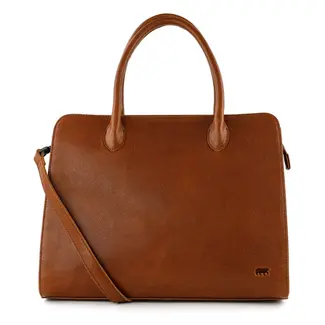 Bear Design Hand/Schoudertas 'Hannah' met 14” Laptopvak Cognac