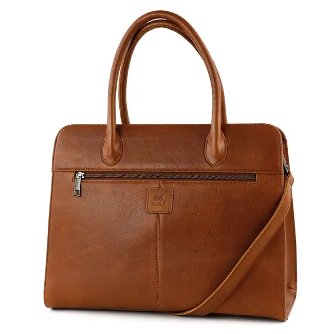 Bear Design Hand/Schoudertas 'Hannah' met 14” Laptopvak Cognac