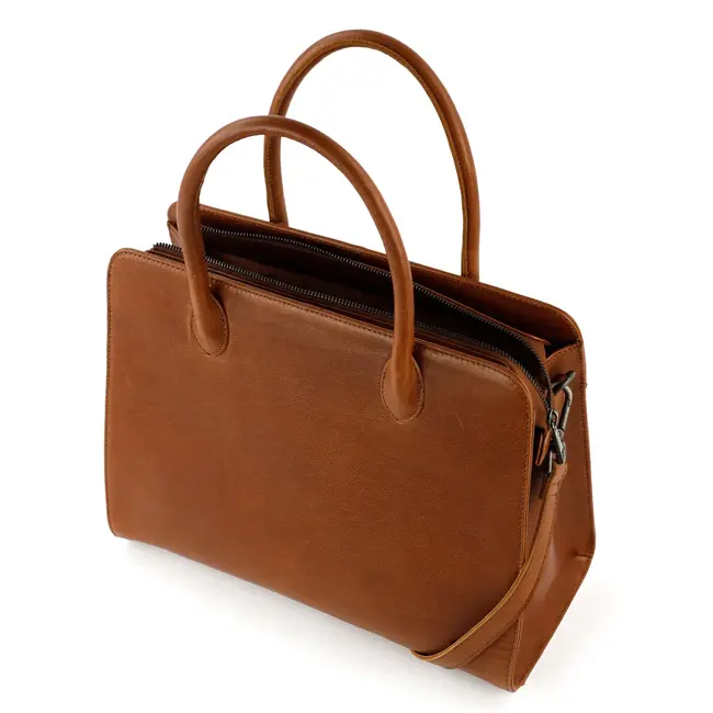 Bear Design Hand/Schoudertas 'Hannah' met 14” Laptopvak Cognac