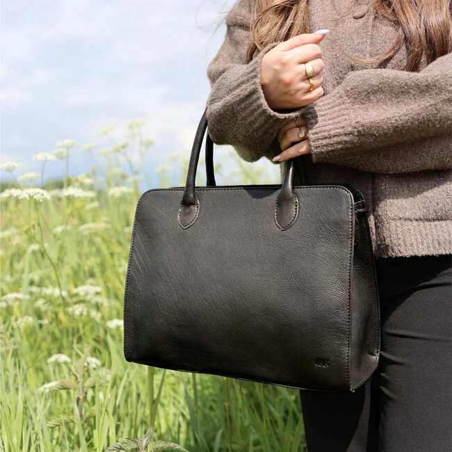 Bear Design Hand/Schoudertas 'Hannah' met 14” Laptopvak Cognac