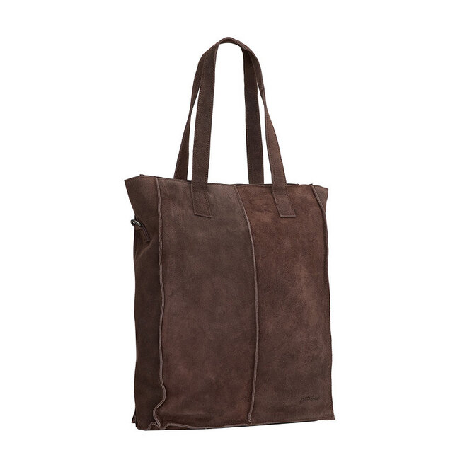 Justified  'Nyra' Suède Bruin - Shopper & Laptop Bag - 14 inch