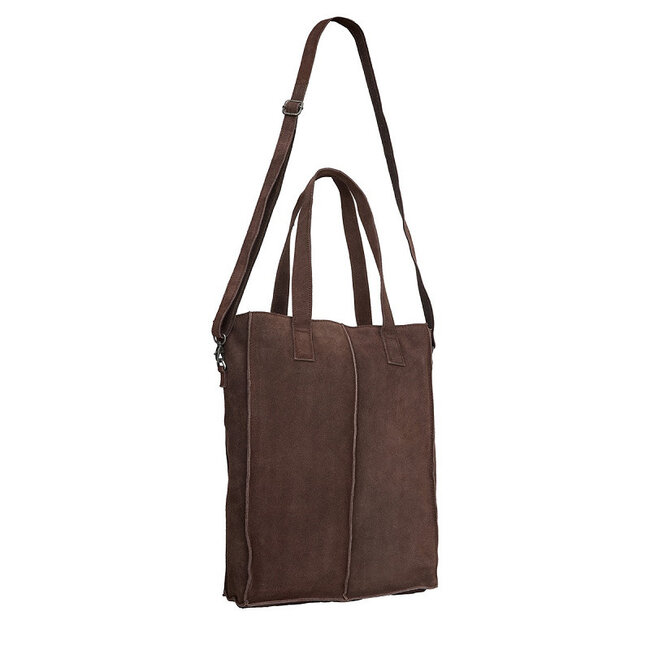 Justified  'Nyra' Suède Bruin - Shopper & Laptop Bag - 14 inch