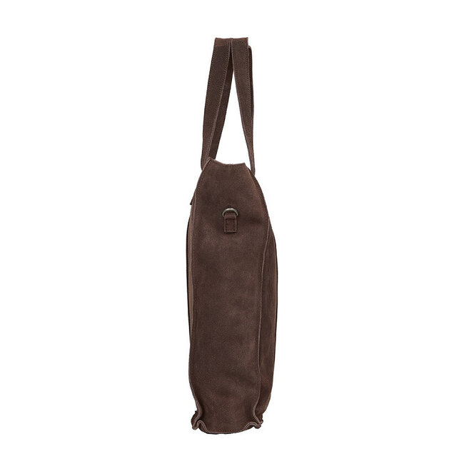 Justified  'Nyra' Suède Bruin - Shopper & Laptop Bag - 14 inch