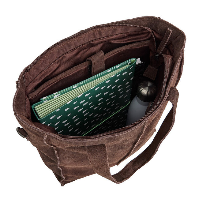 Justified  'Nyra' Suède Bruin - Shopper & Laptop Bag - 14 inch