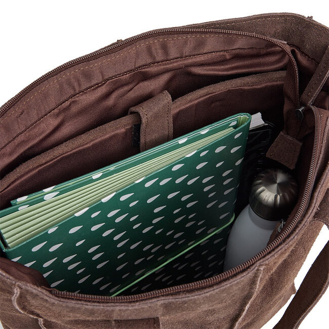 Justified  'Nyra' Suède Bruin - Shopper & Laptop Bag - 14 inch