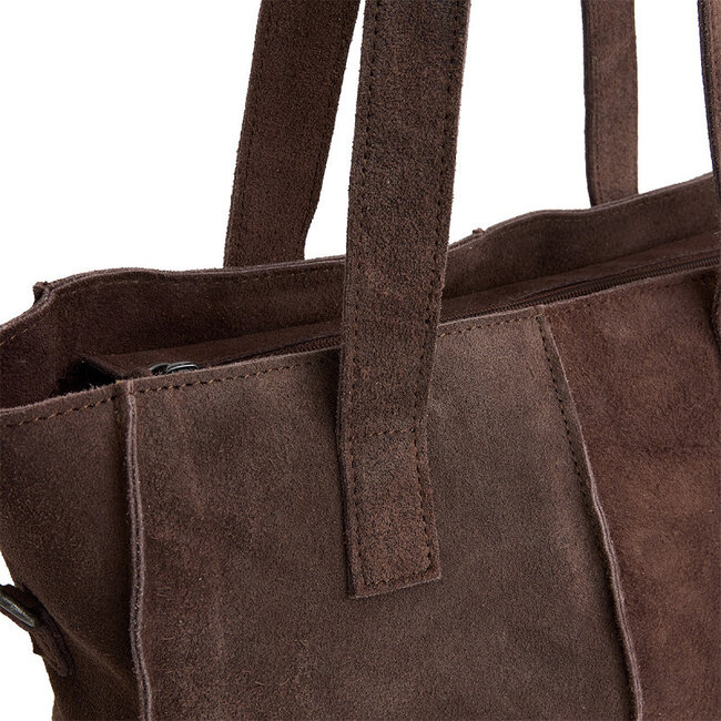 Justified  'Nyra' Suède Bruin - Shopper & Laptop Bag - 14 inch