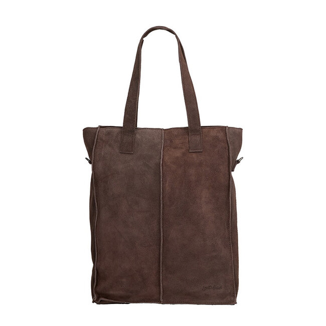 Justified  'Nyra' Suède Bruin - Shopper & Laptop Bag - 14 inch