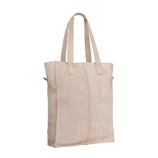 Justified  'Nyra' Suède Beige - Shopper & Laptop Bag - 14 inch