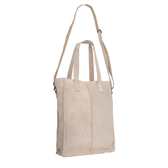 Justified  'Nyra' Suède Beige - Shopper & Laptop Bag - 14 inch