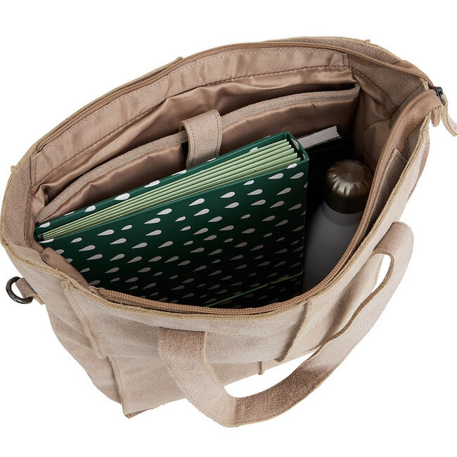 Justified  'Nyra' Suède Beige - Shopper & Laptop Bag - 14 inch