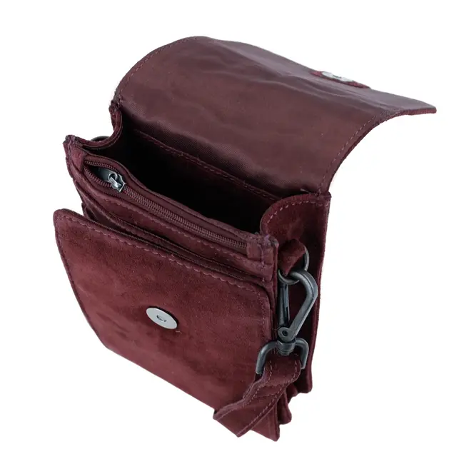 Bear Design Suède Schoudertasje 'Robbie' 2.0 Bordeaux