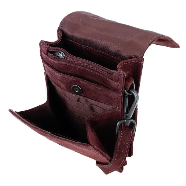 Bear Design Suède Schoudertasje 'Robbie' 2.0 Bordeaux