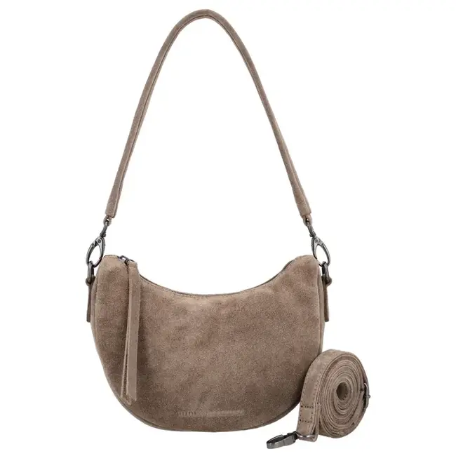 Hide & Stitches Suède Crossbody 'Brazos' Taupe