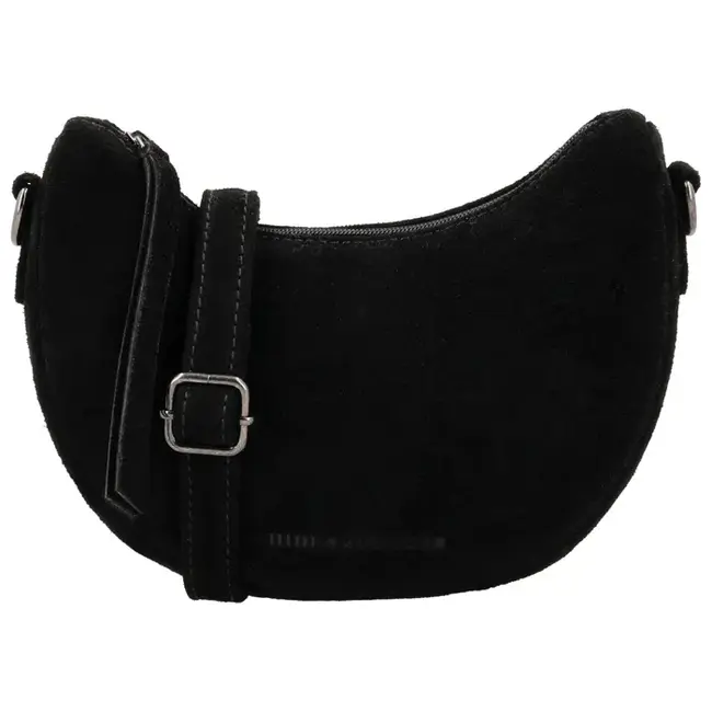 Hide & Stitches Suède Crossbody 'Brazos' Zwart