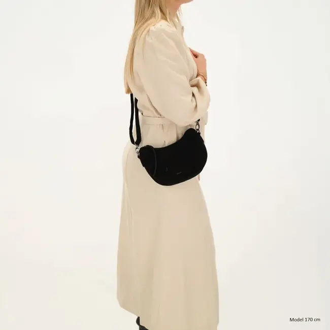 Hide & Stitches Suède Crossbody 'Brazos' Zwart