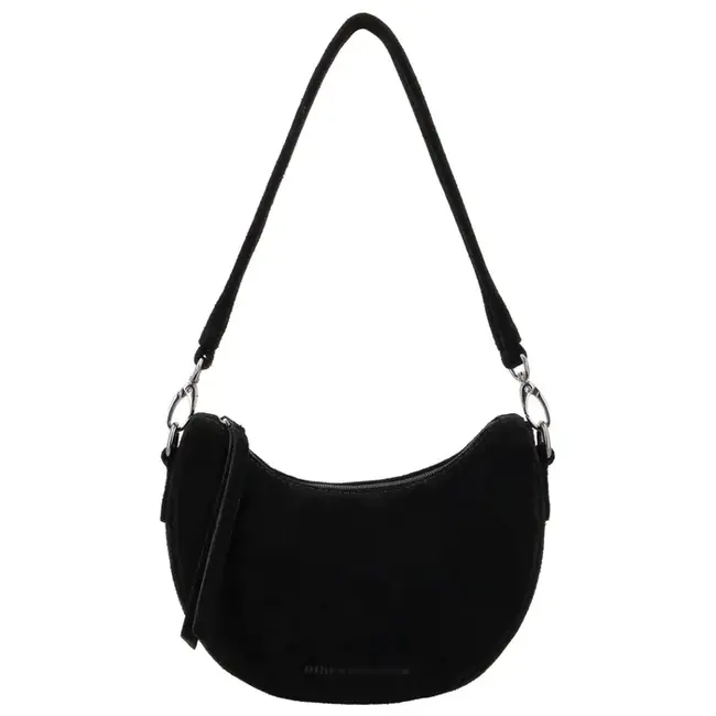 Hide & Stitches Suède Crossbody 'Brazos' Zwart