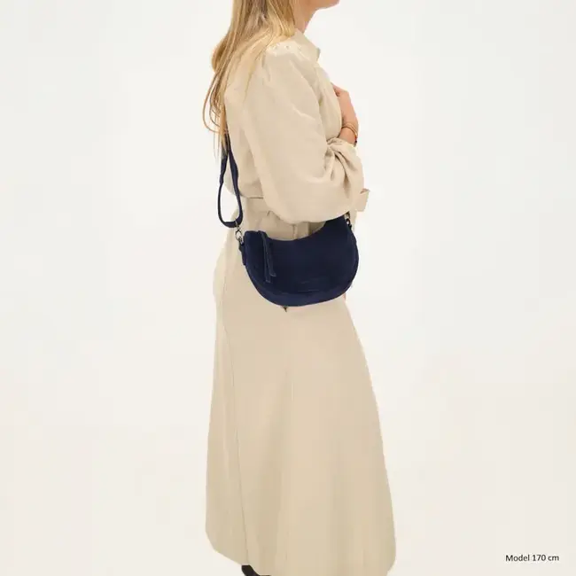 Hide & Stitches Suède Crossbody 'Brazos' Blauw