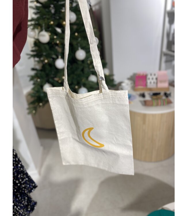 MILA  & ME MAAN TOTEBAG CANVAS NATUREL 40x35CM