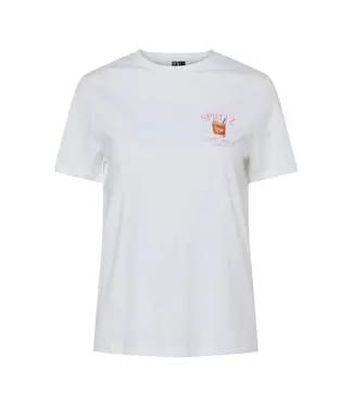 PCTALIA SS PRINTED TSHIRT WHITE SPRITZ