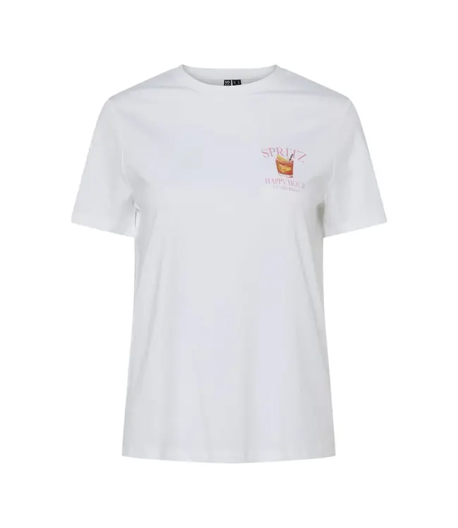 PCTALIA SS PRINTED TSHIRT WHITE SPRITZ