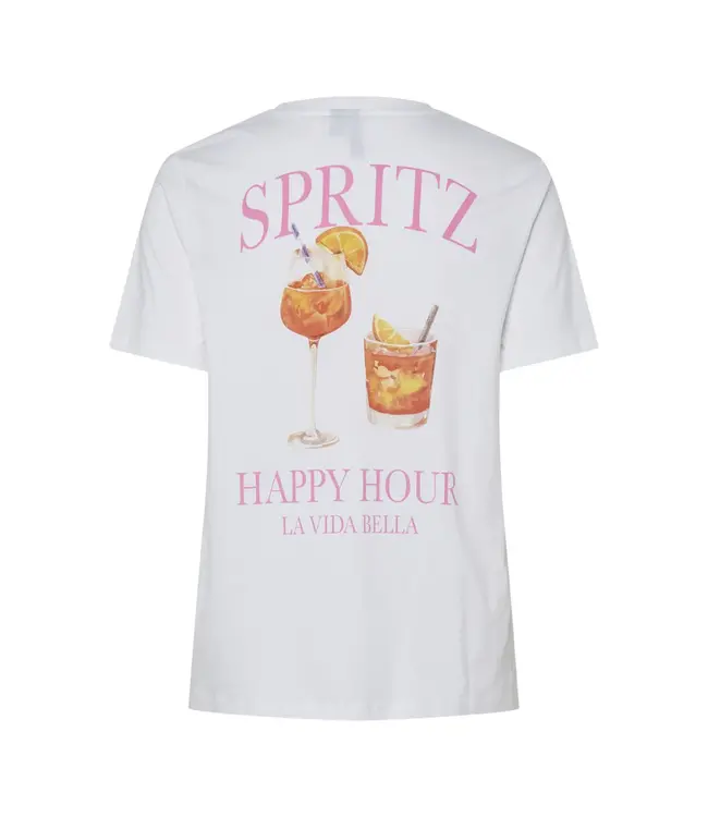PCTALIA SS PRINTED TSHIRT WHITE SPRITZ
