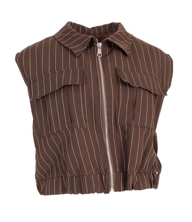 ZIPPER GILET STRIPE BR