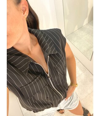 ZIPPER GILET STRIPE BL