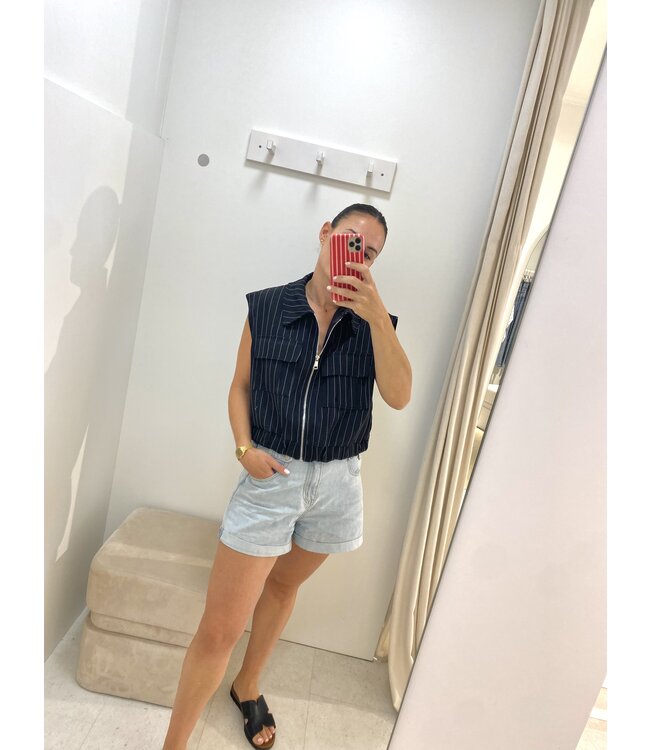 ZIPPER GILET STRIPE BL