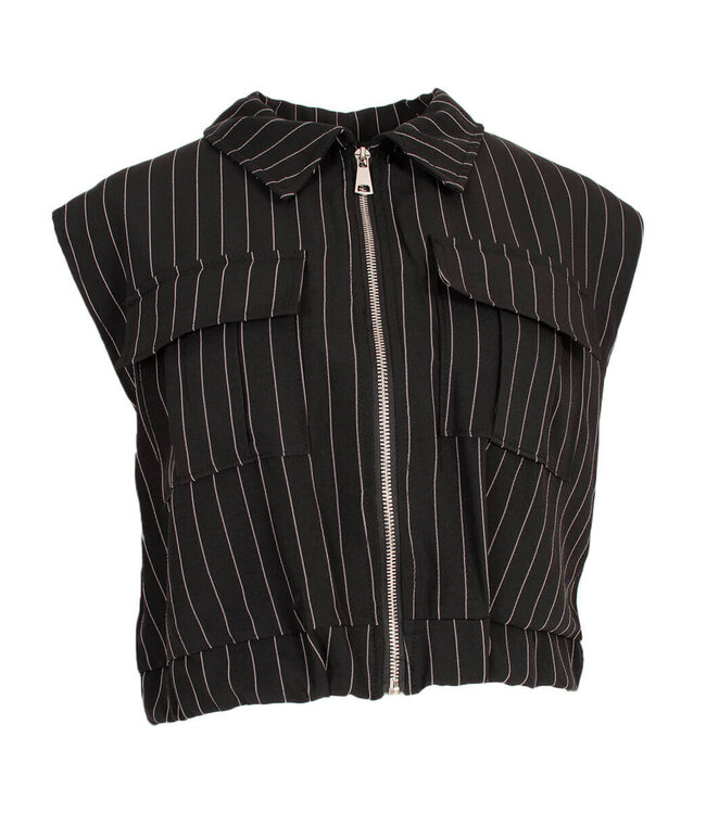 ZIPPER GILET STRIPE BL