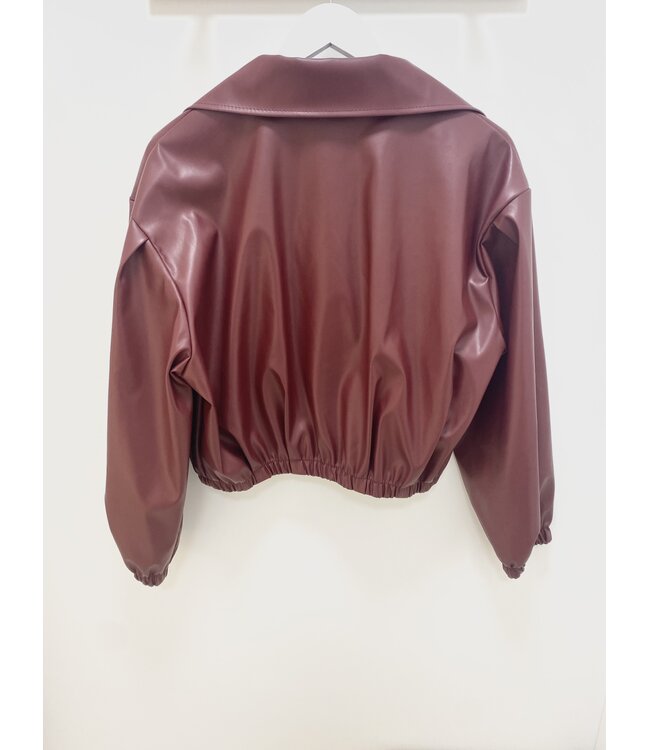 MILA  & ME SELENE FAUX LEATHER TRENCH BURGUNDY ONE SIZE