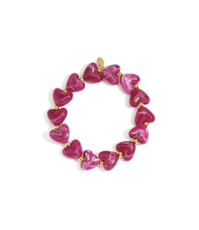 MILA  & ME HARTJES ARMBAND FUCHSIA
