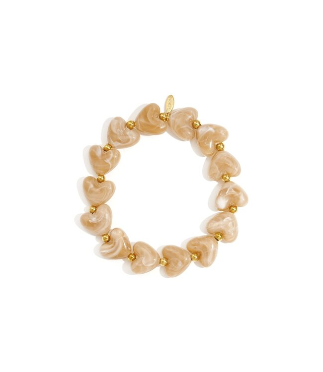 MILA  & ME HARTJES ARMBAND TAUPE