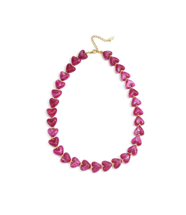 MILA  & ME HARTJES KETTING FUCHSIA