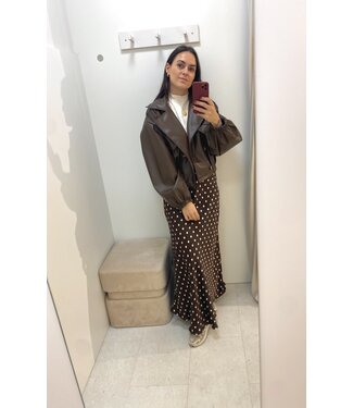 MILA  & ME LONG SATIN SKIRT DOTS CHOCO ONE SIZE