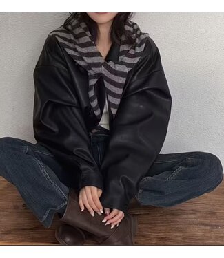 MILA  & ME KAIA SJAALTJE STRIPE DARK GREY