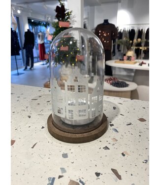 STOLP MET HOUTEN VOET BEDRUKT KERSTHUISJES