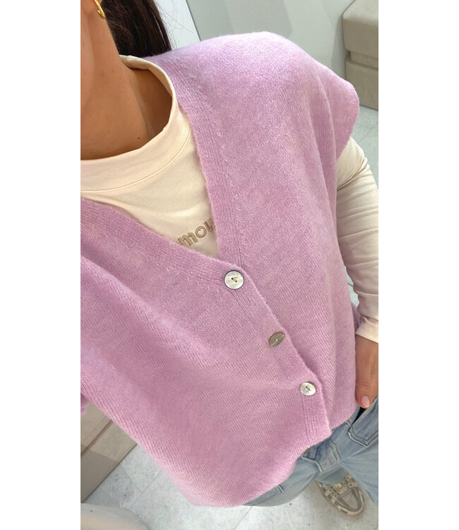 MILA  & ME BUTTON CARDIGAN SHORT SLEEVE LILA ONE SIZE