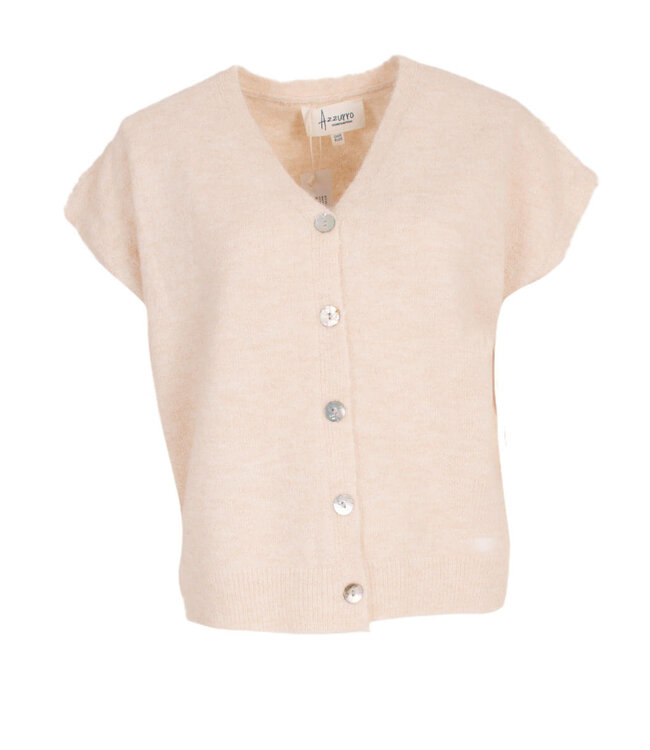 MILA  & ME BUTTON CARDIGAN SHORT SLEEVE CREME ONE SIZE