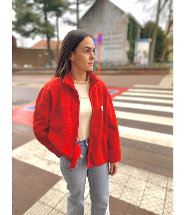 MILA  & ME SOHO CLUB TEDDY VEST RED ONE SIZE