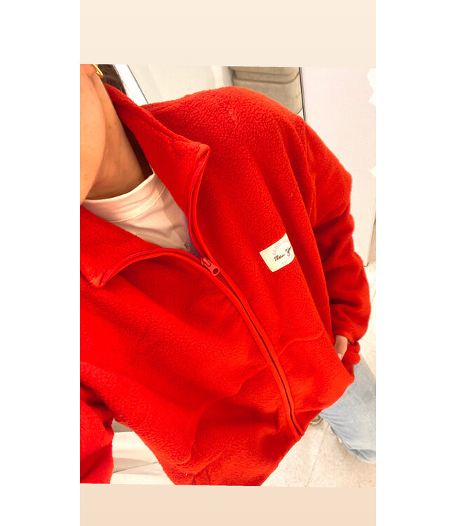 MILA  & ME SOHO CLUB TEDDY VEST RED ONE SIZE