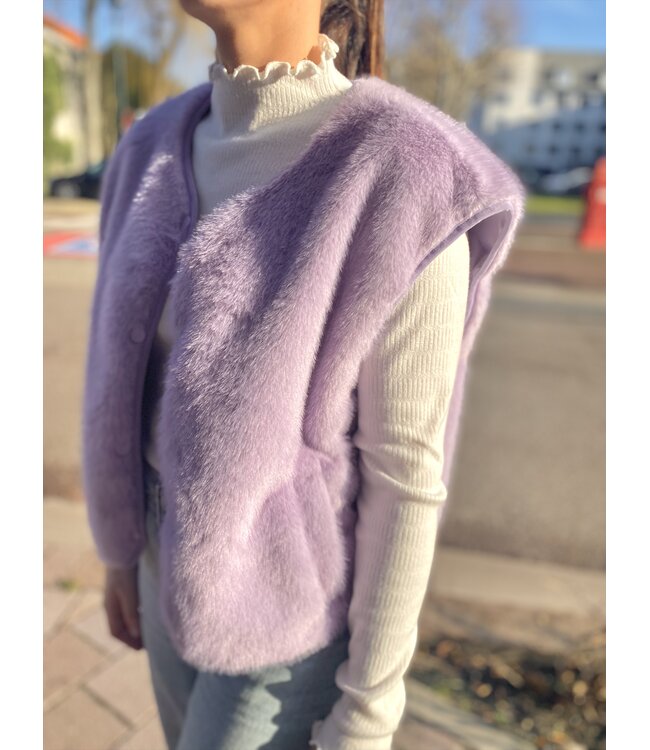 MILA  & ME ELOUISE FURRY GILET LILA ONE SIZE