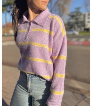 MILA  & ME CECE POLO KNIT STRIPE LILA YELLOW ONE SIZE