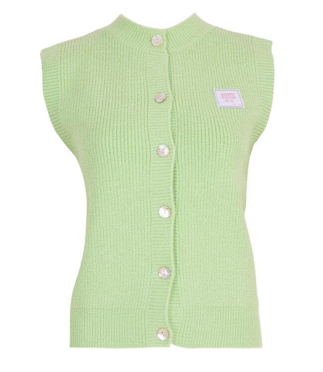 SOHO KNIT BUTTON TOP GREEN S TOT L