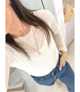 MILA  & ME CASSIE LONGSLEEVE CASHMERE CREME ONE SIZE