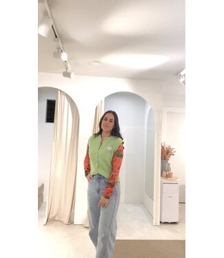 MILA  & ME SOHO KNIT BUTTON TOP GREEN S TOT L