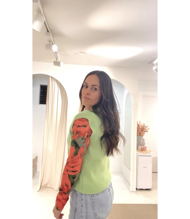 SOHO KNIT BUTTON TOP GREEN S TOT L